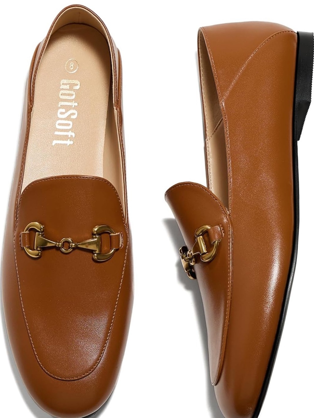 Women's Brown Faux-Leather Horsebit Loafers by